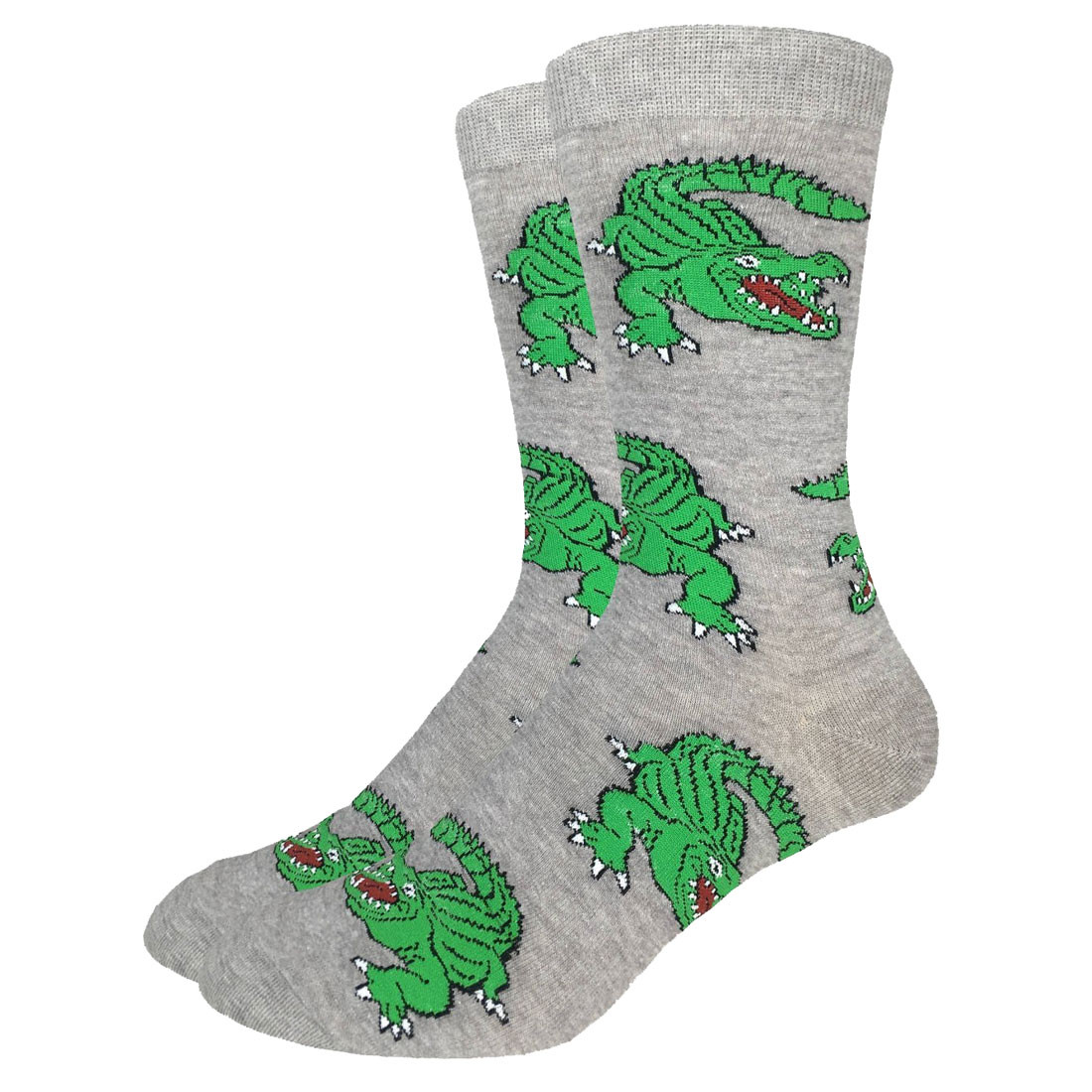 Men's Crew Socks Reptile Green Alligators
