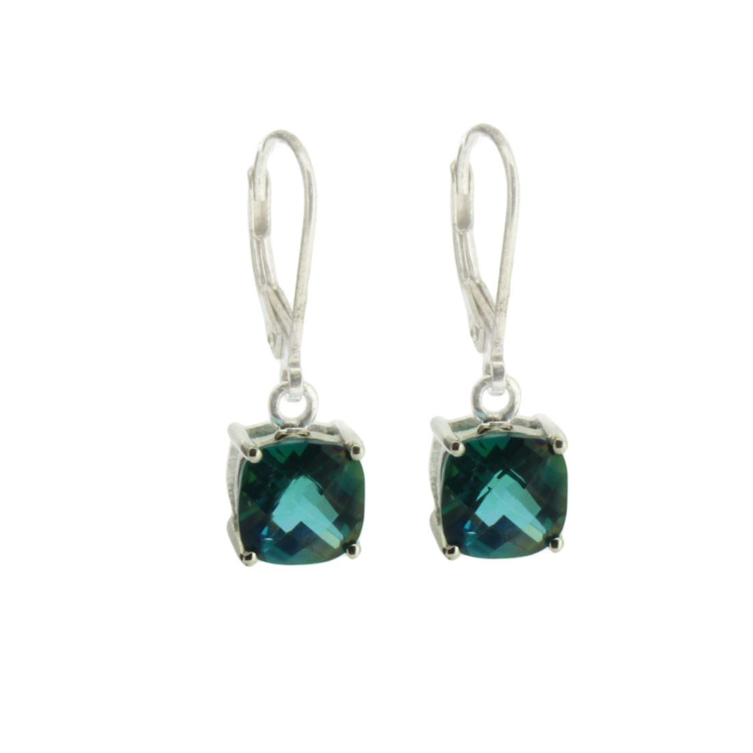 Ocean Green Topaz Sterling Silver Dangle Earrings