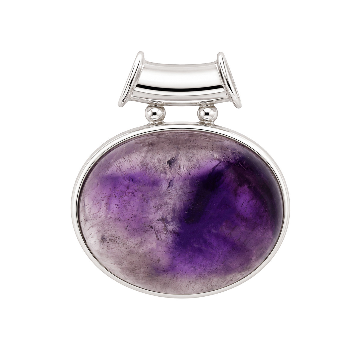 Oval Amethyst sterling silver pendant. 