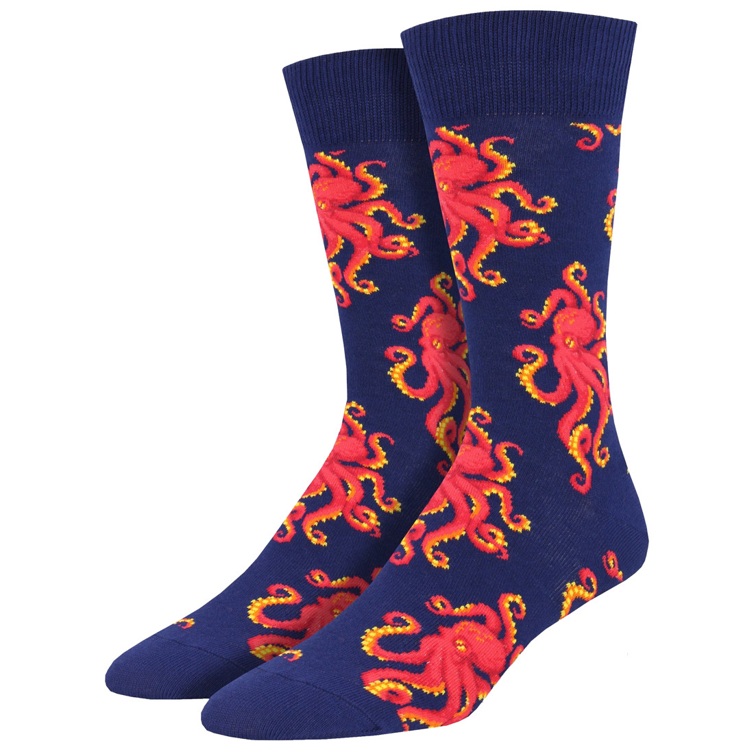 Men's Crew Socks Socktopus Octopus Eight Arm Sea Animal Navy Blue