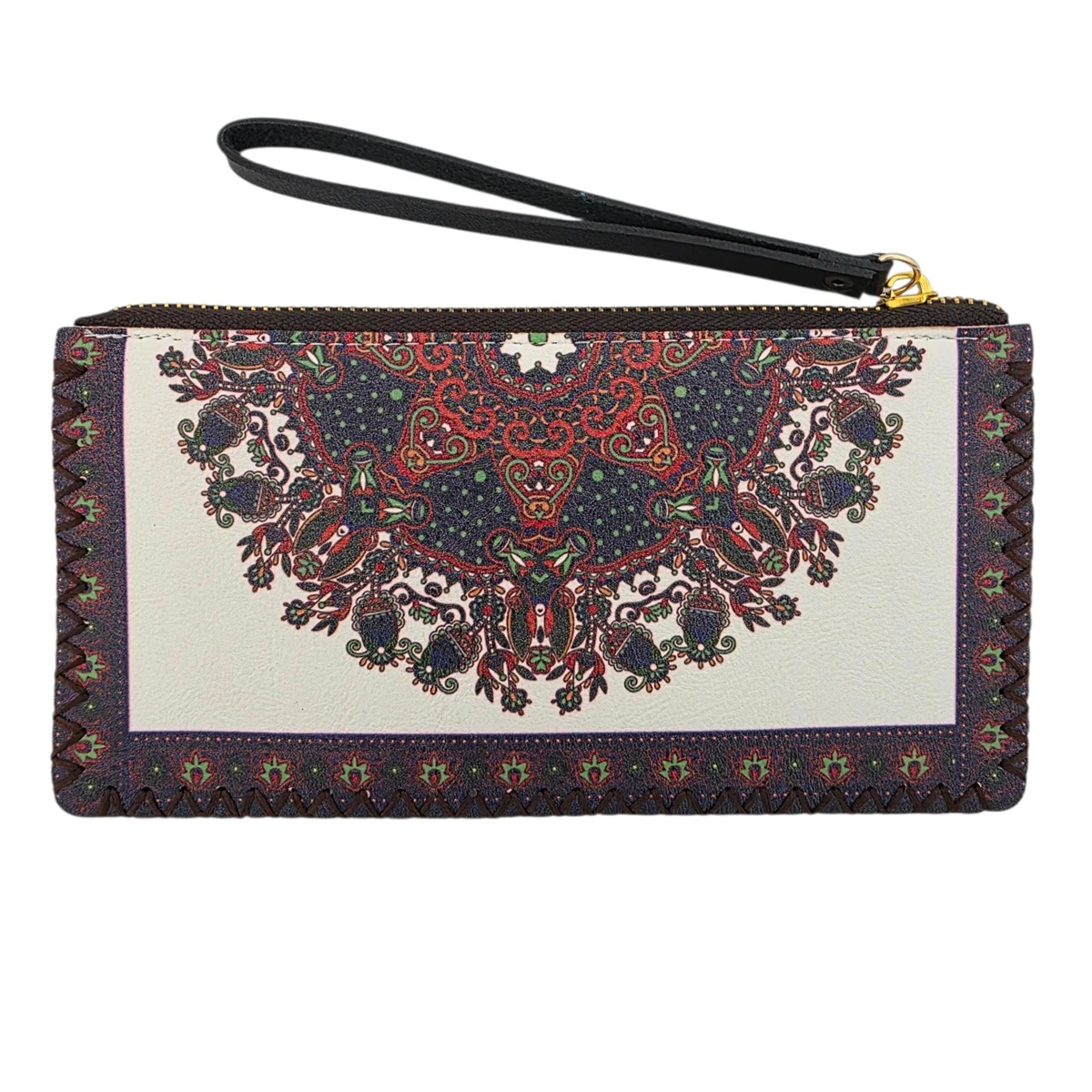 Mandala faux leather wristlet. 