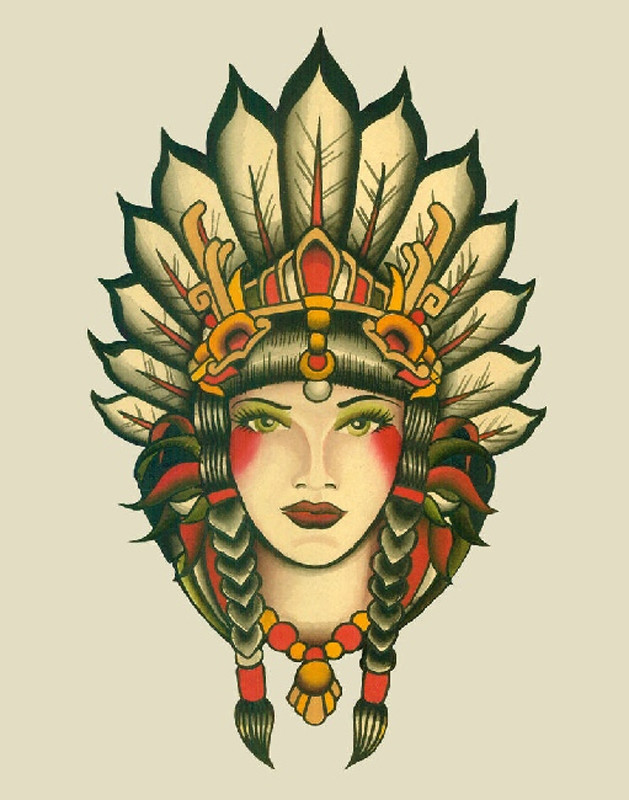 Indian Girl by Lil Chris Canvas Giclee Art Print Native American