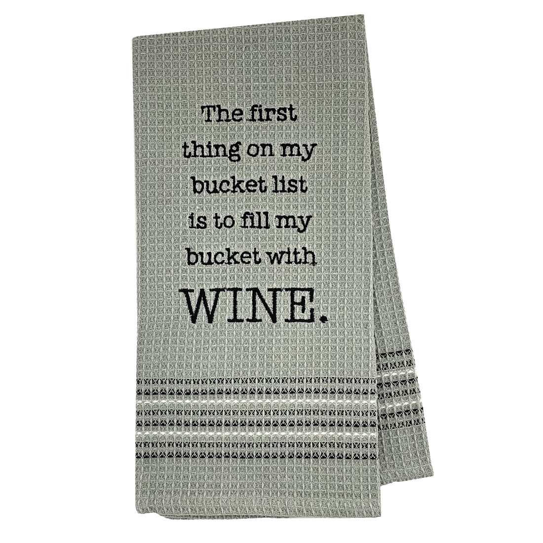 Funny Novelty Cotton Kitchen Dishtowel Wine Bucket List