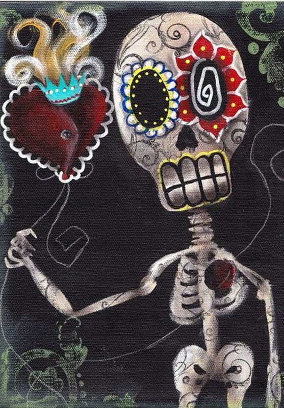 Take My Heart by Abril Andrade Fine Art Sugar Skull Skeleton