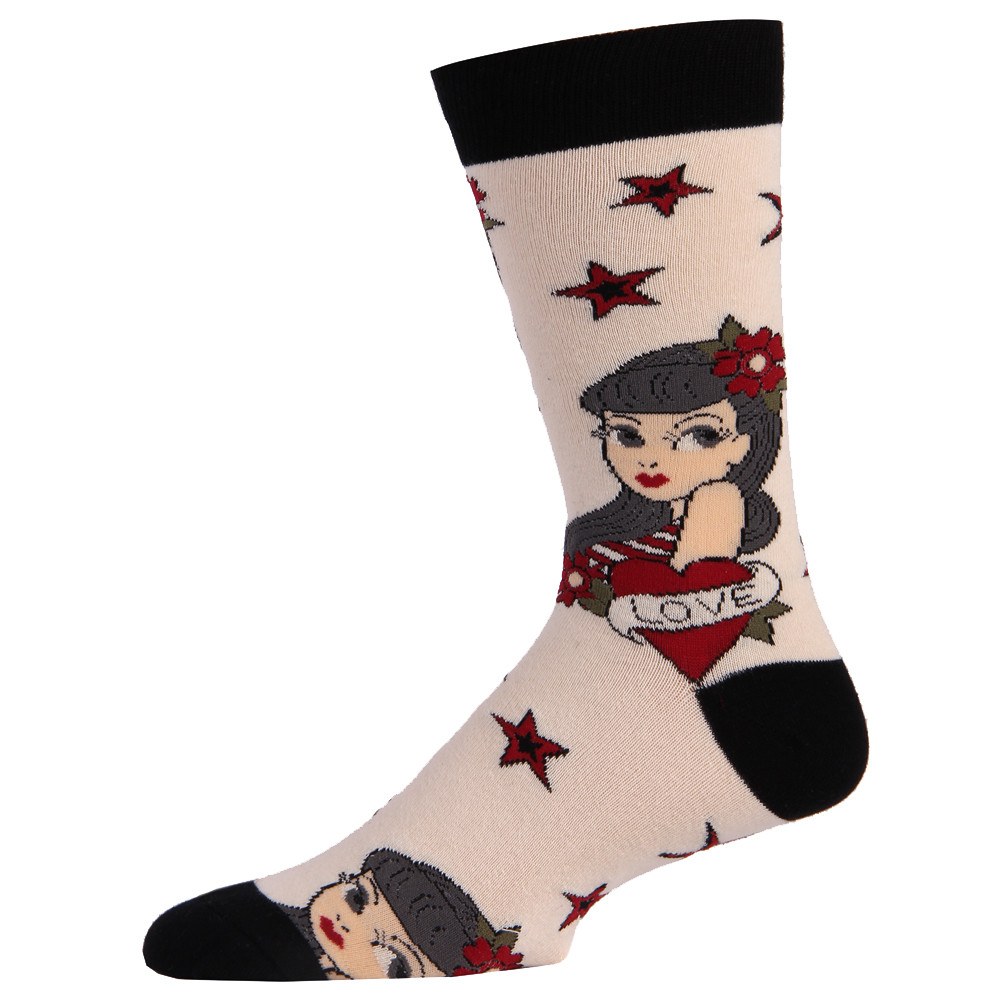 Men's Crew Socks Rockabilly Pin Up Girl