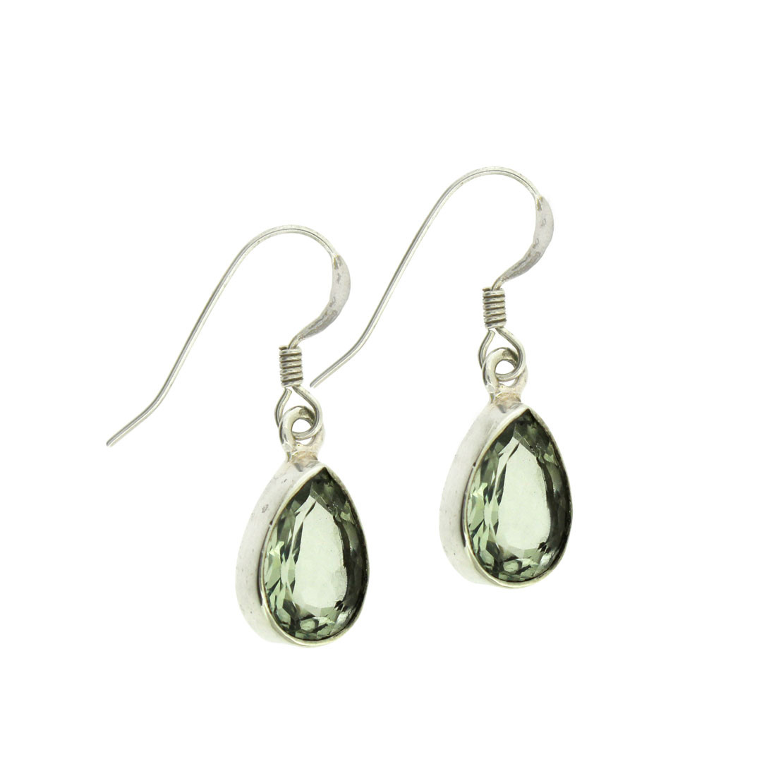 Faceted green Quartz sterling silver earrings. 