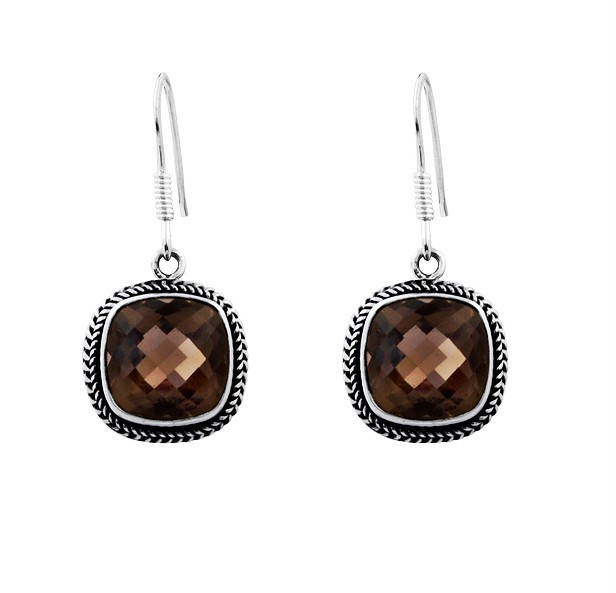 Smoky Topaz sterling silver earrings from Bali.