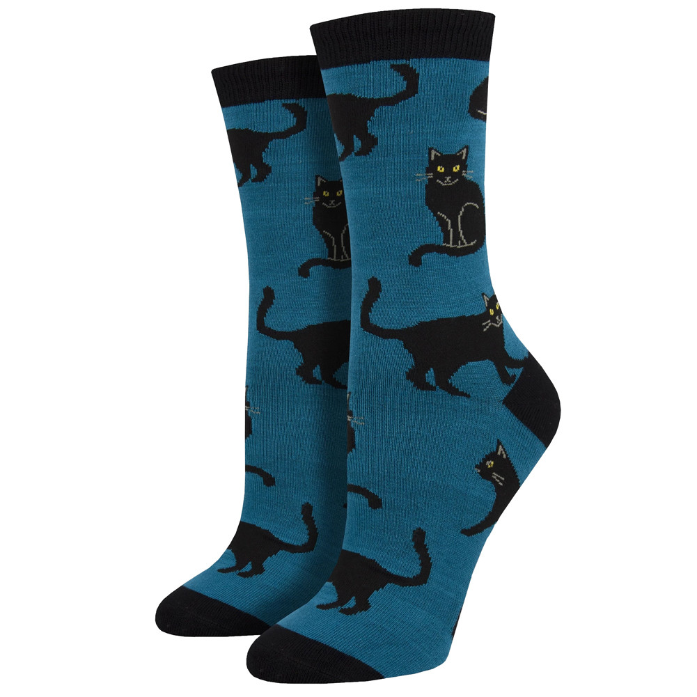 Black Cat Women's Bamboo Crew Socks