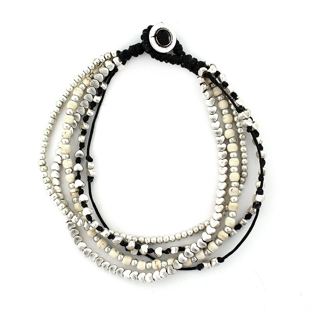 5 strand alloy beaded anklet. 