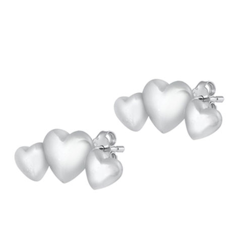 Three hearts sterlings silver stud earrings. 