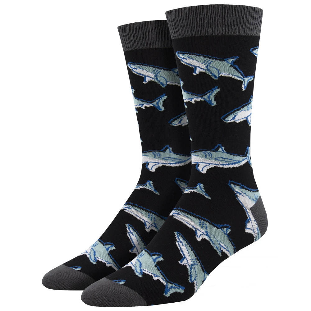 Sharky Sharks Men's Bamboo Crew Socks