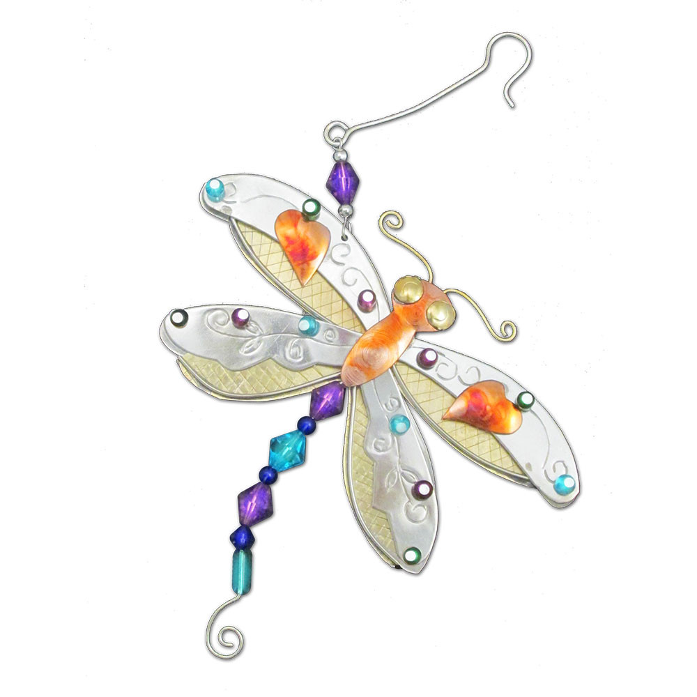 Dragonfly metal Christmas ornament.
