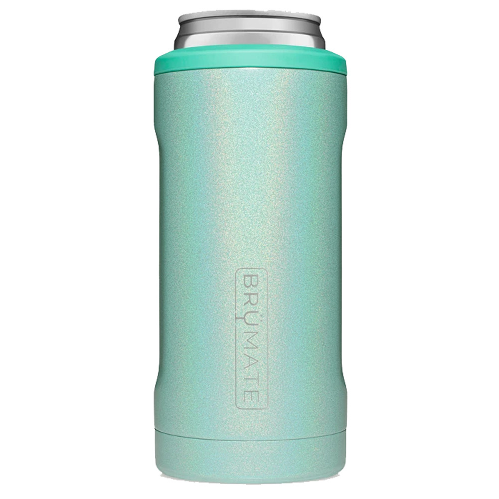 BruMate Hopsulator Slim Can Cooler Glitter Aqua
