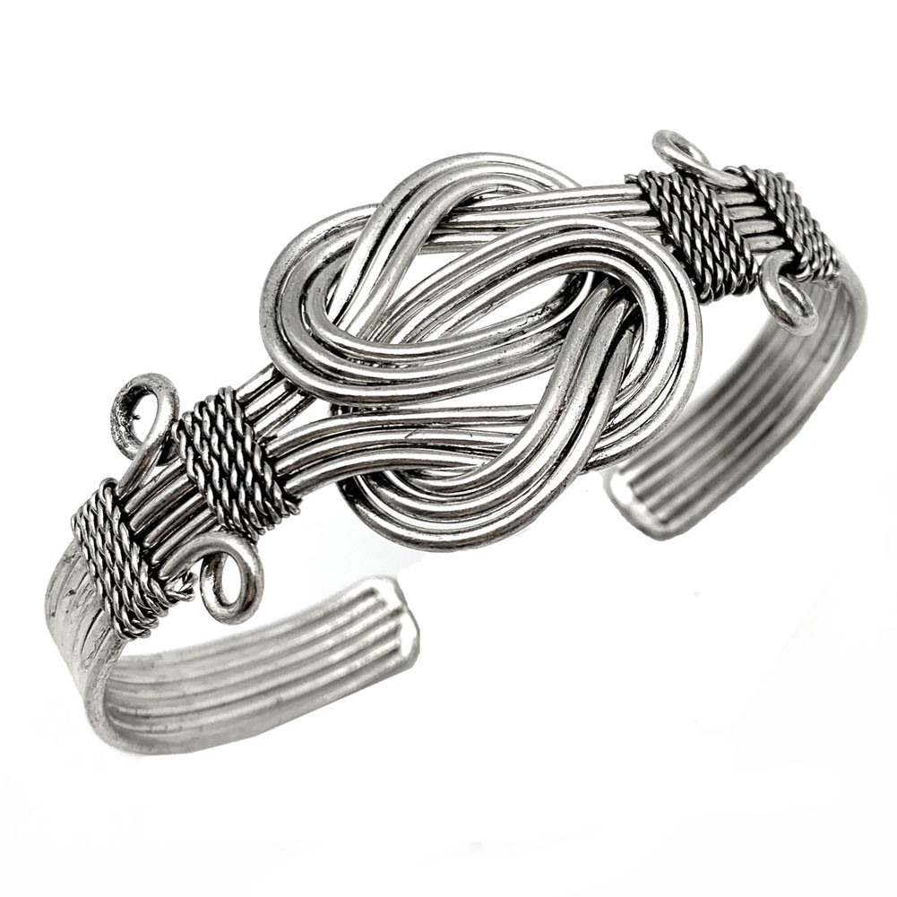 Infinity Knot Silver Plated Adjustable Cuff Bracelet 