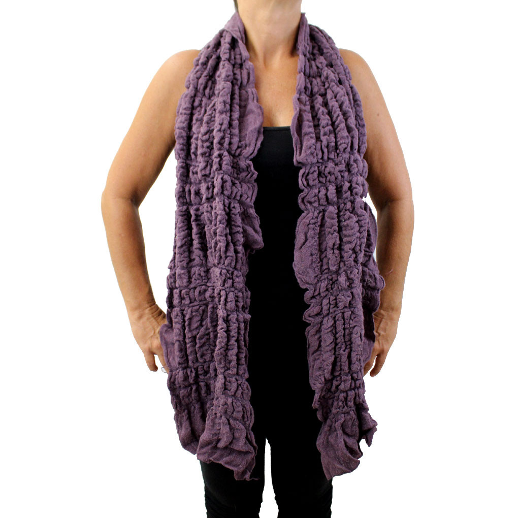 Purple scarf.