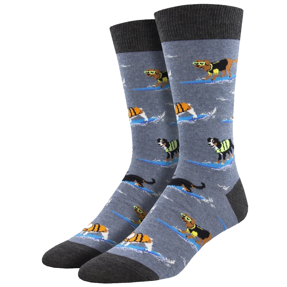 Surfing Dogs Hang 16 Men's Crew Socks