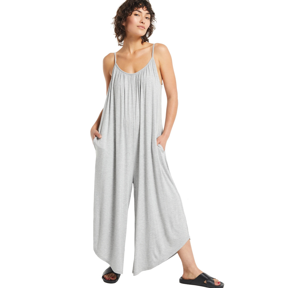 Z Supply Flared Wide Leg Heather Grey Jumpsuit