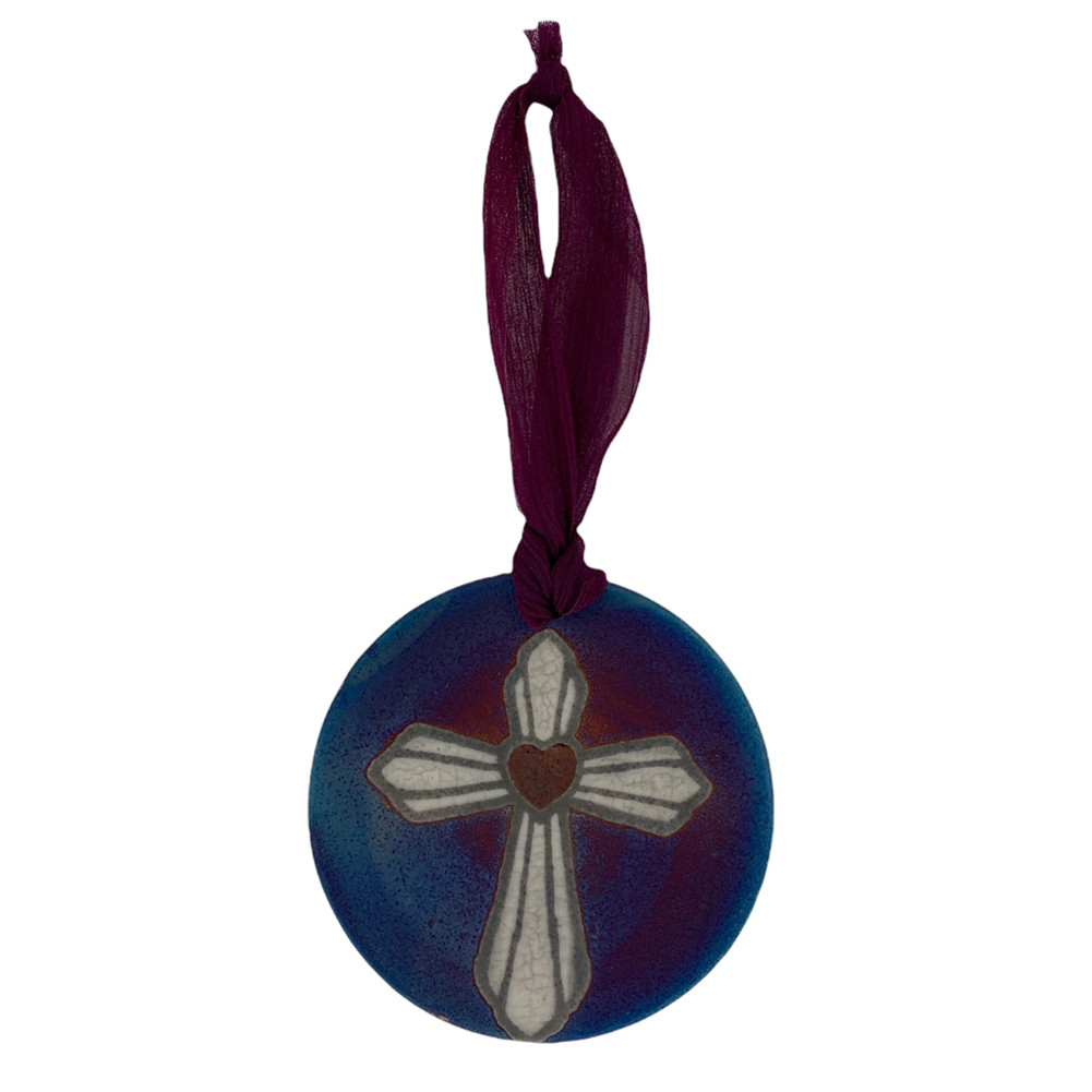 Cross Raku Ceramic Ornament