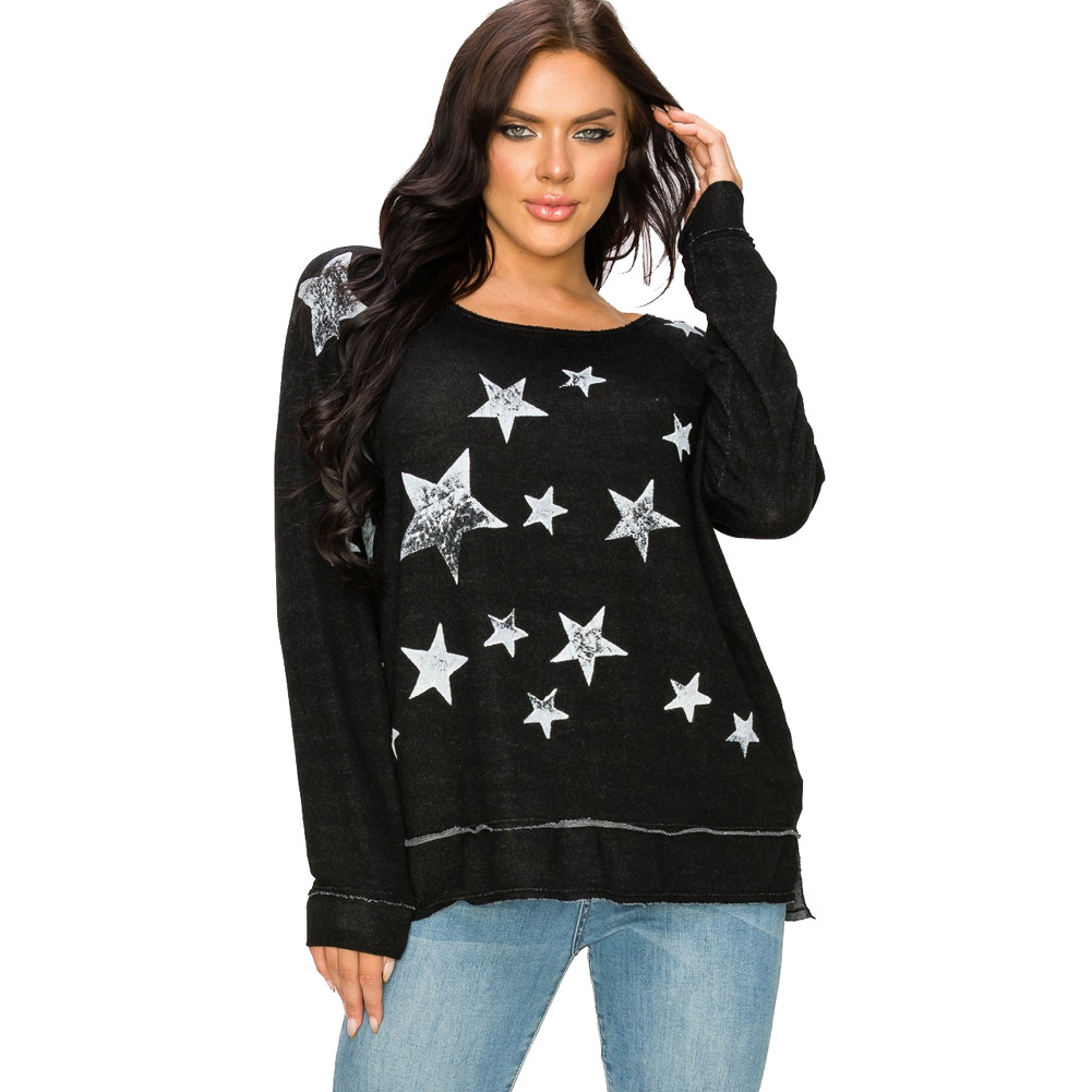 T-Party Star Print Lightweight Sweatshirt Top
