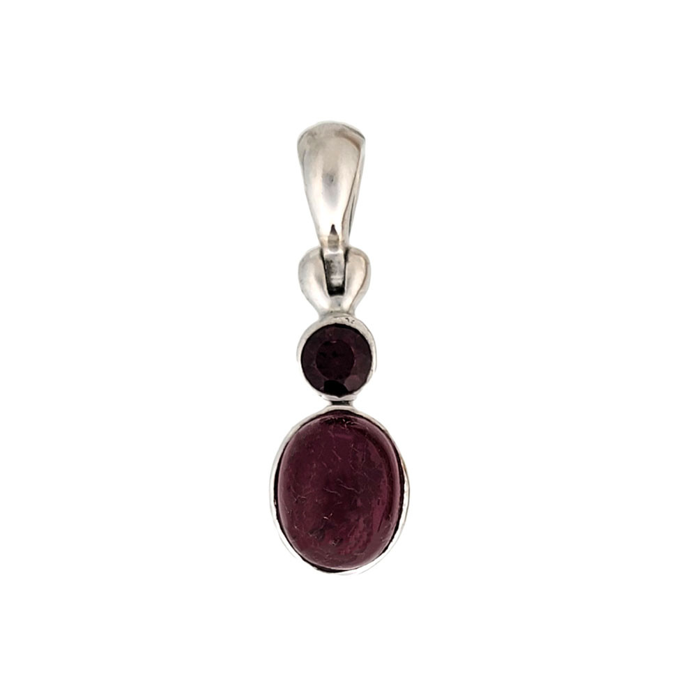 Two stone red Garnet sterling silver pendant. 
