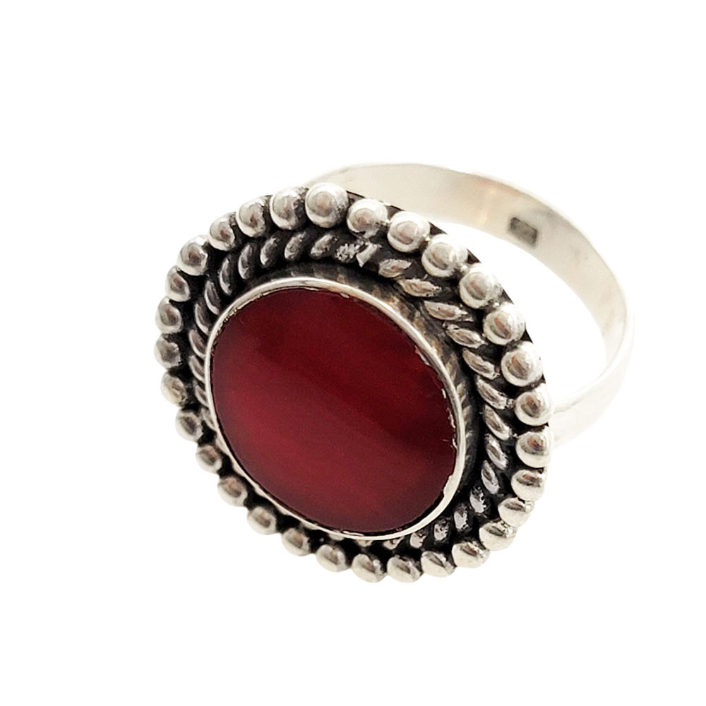 Red Coral sterling silver ring.
