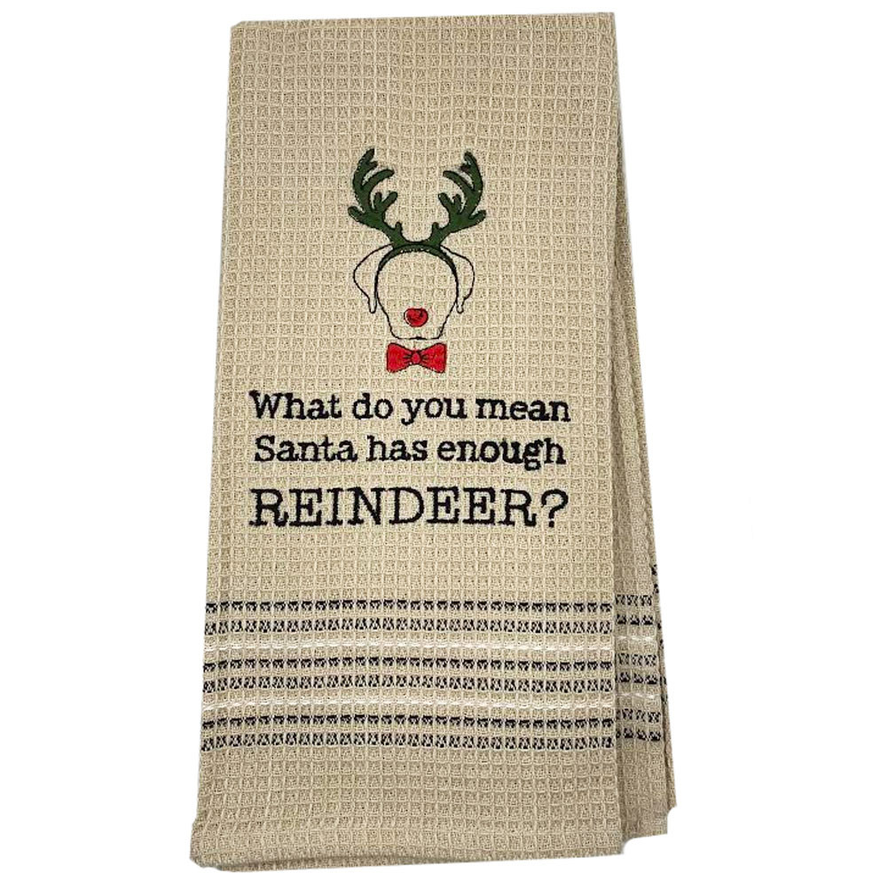Rudolph Reindeer Dog Kitchen Dish Towel