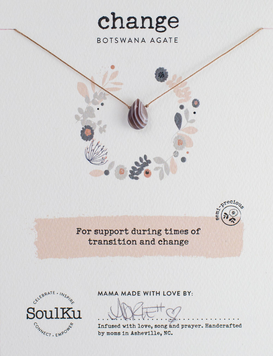 Botswana Agate Soulku necklace for Change. 
