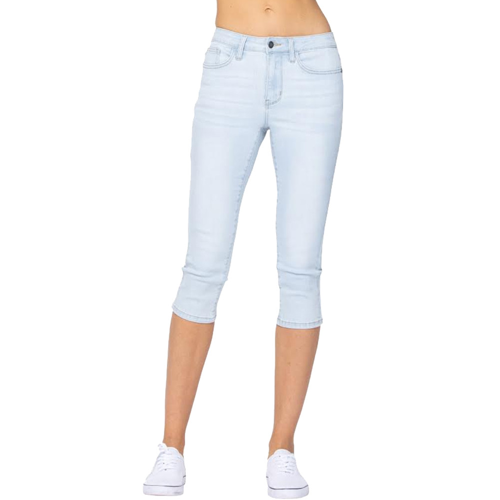 Judy Blue Mid Rise Ultra Light Blue Capri Jeans
