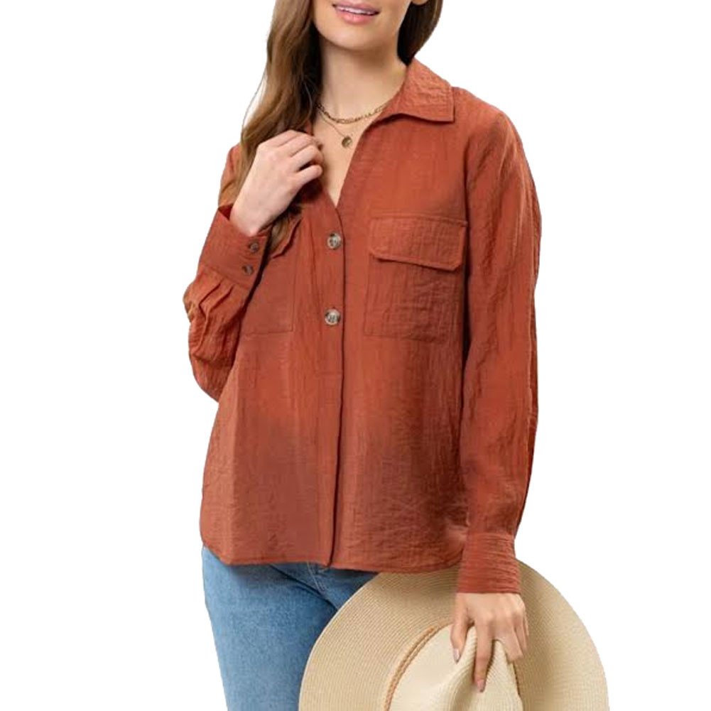 Blu Pepper Mine Sheer Button Up Top
