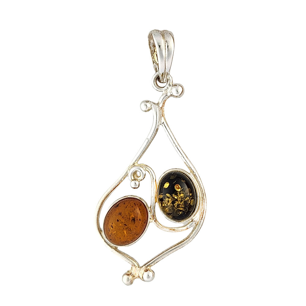 Green and brown Amber pendant. 