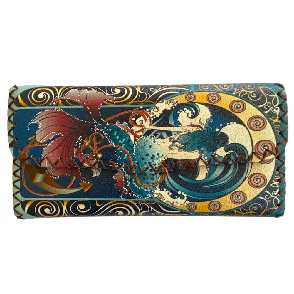 Mermaid Print Leatherette Wallet front view