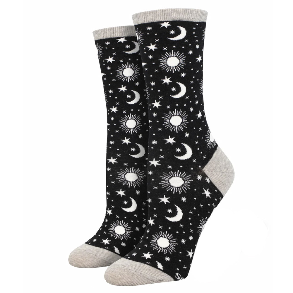 Celestial Moon Child Women's Socks Black
