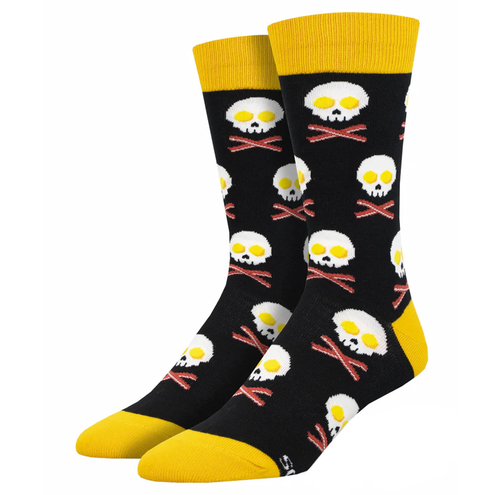 Skull Shaped Bacon and Eggs Men's Socks