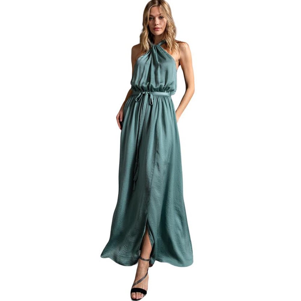 Moss Teal Green Flowy Maxi Dress