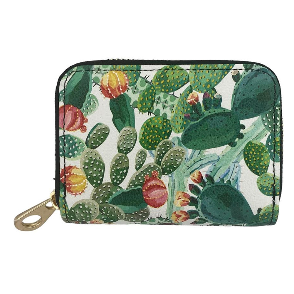 Cactus Print Zip Around Wallet
