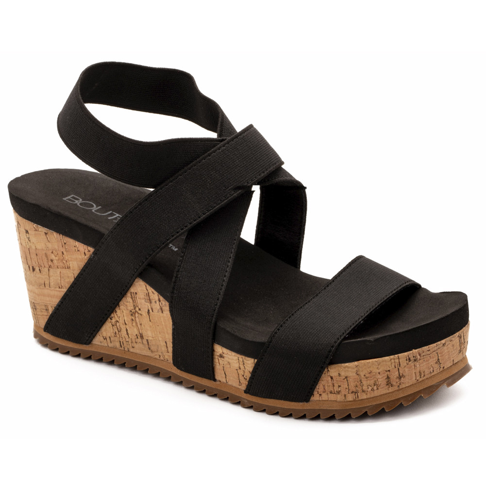 Corkys Footwear QUIRKY Black Wedge Sandal