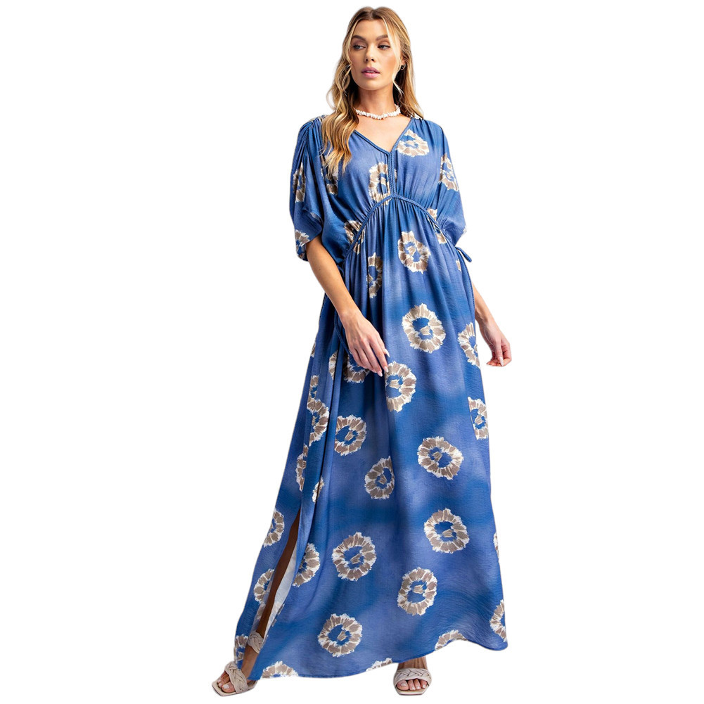 Boho Chic Blue Summer Maxi Dress