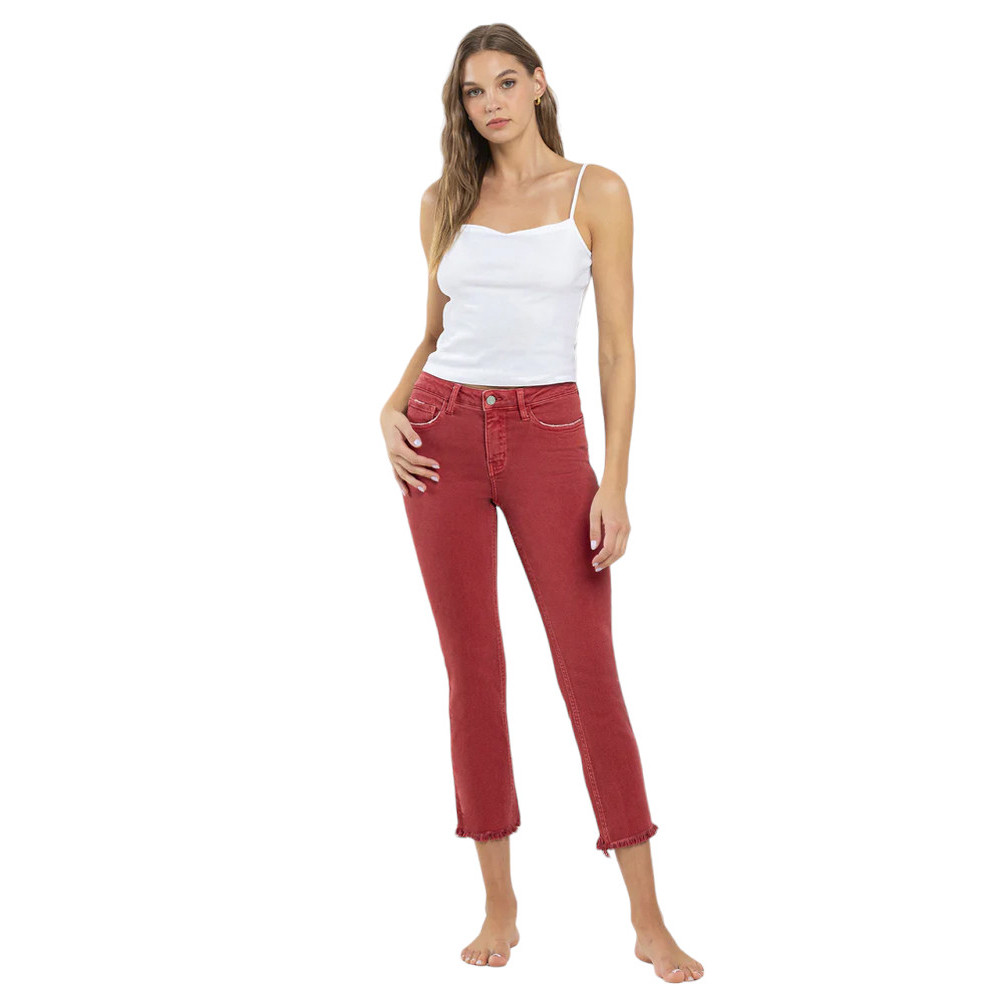 Vervet Mid Rise Cropped Frayed Hem Jeans