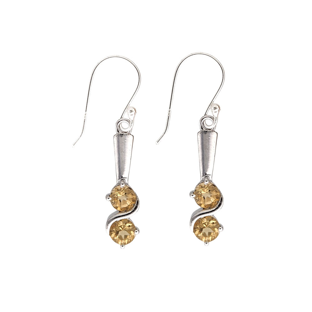 Yellow Citrine sterling silver earrings. 
