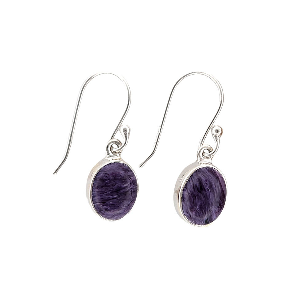 Purple Charoite sterling silver earrings. 