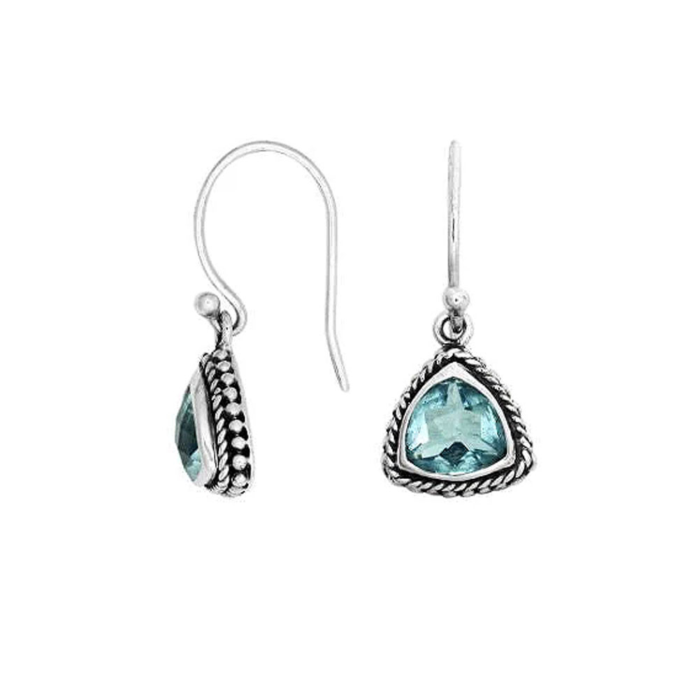 Blue Topaz sterling silver dangle earrings. 
