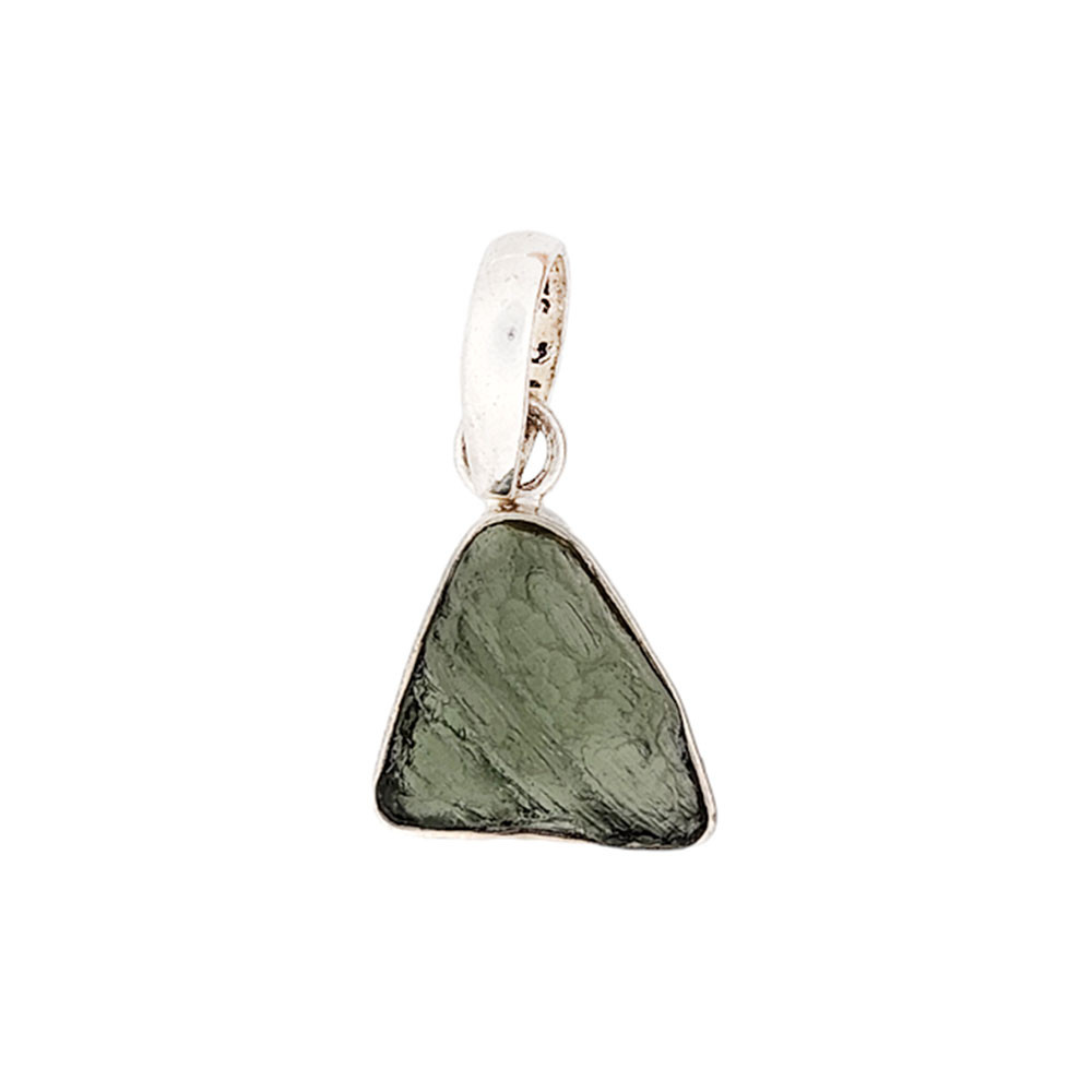 Small Moldavite sterling silver pendant. 