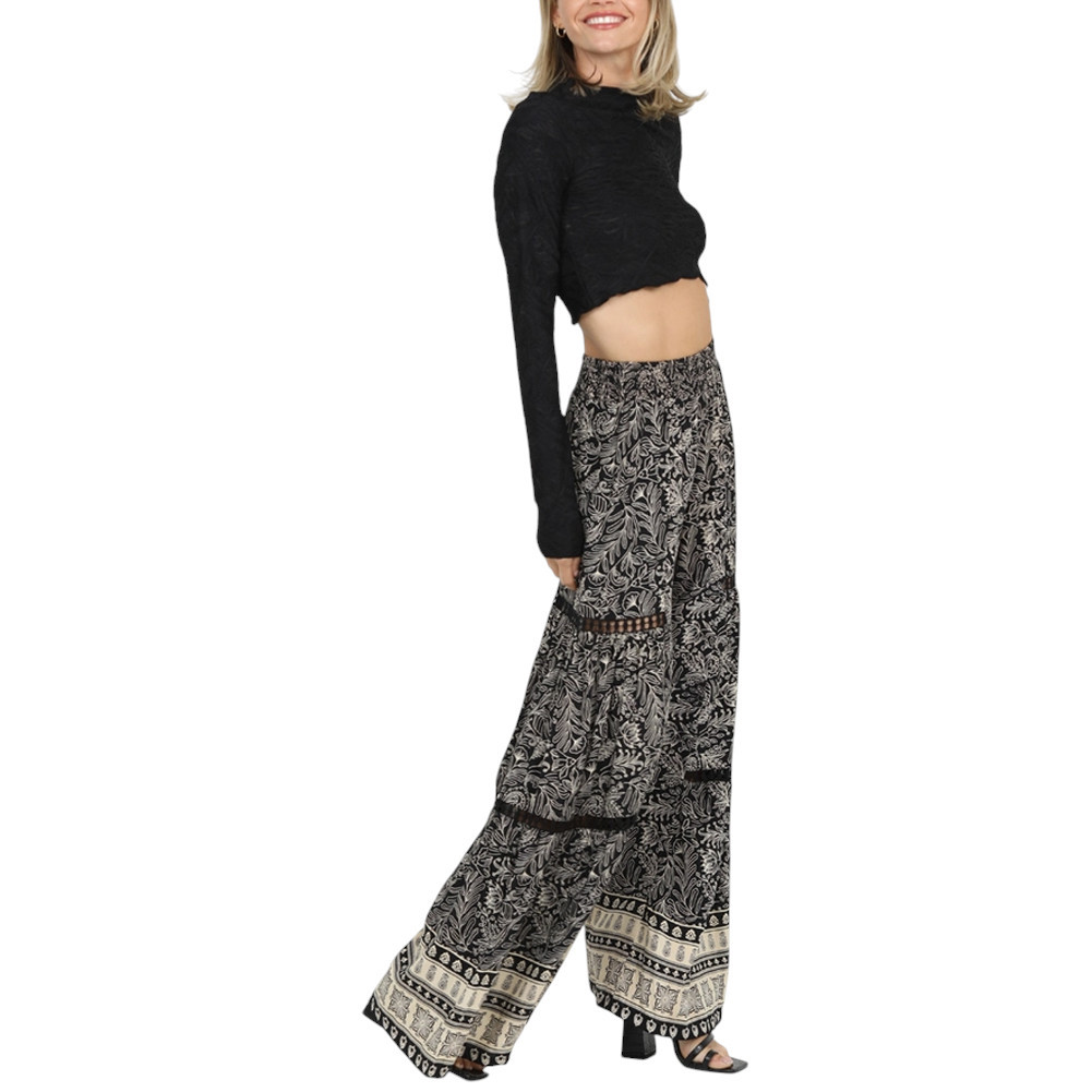 Tropical Side Leg Embroidered Wide Leg Pants - WHITE (S/M, L/XL) (Pack of 6) main image 0