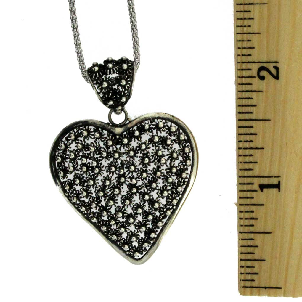Vintage 925 Sterling Silver Thick Chain Heart Pendant Bracelet – Unique Bangle – Handmade