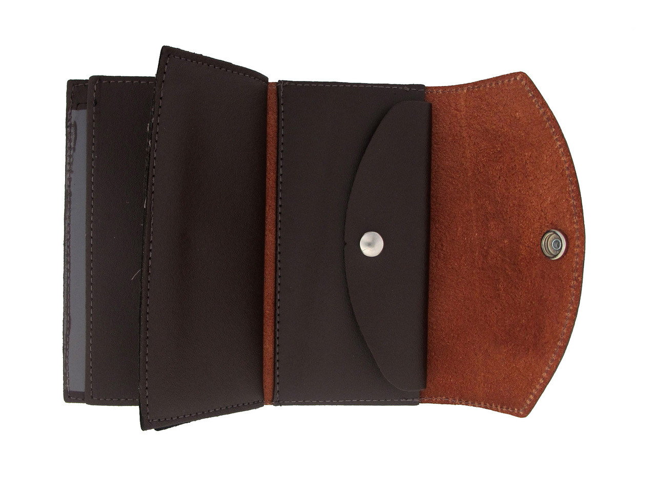 Portefeuille Femme Cuir Marron - Motif Floral Embossé - Occasion - Style Envelope