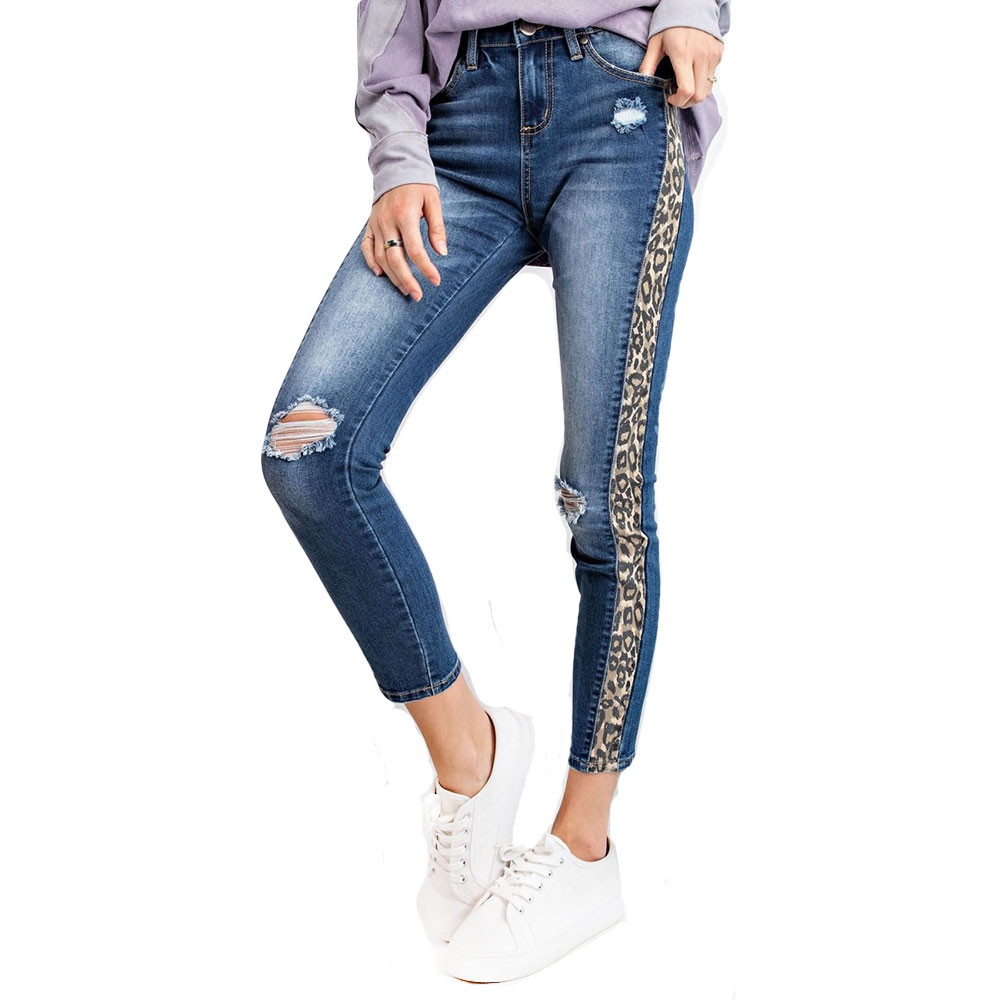Leopard Cuff Jeans main image 1