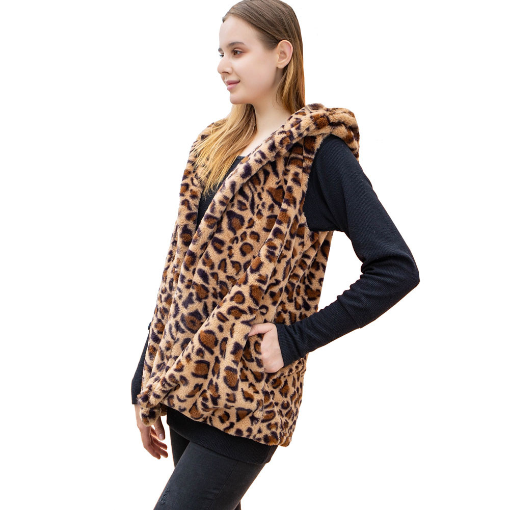 Gilet En Fausse Fourrure Imprimé Animal - Taille L Femme, Occasion En Très Bon état