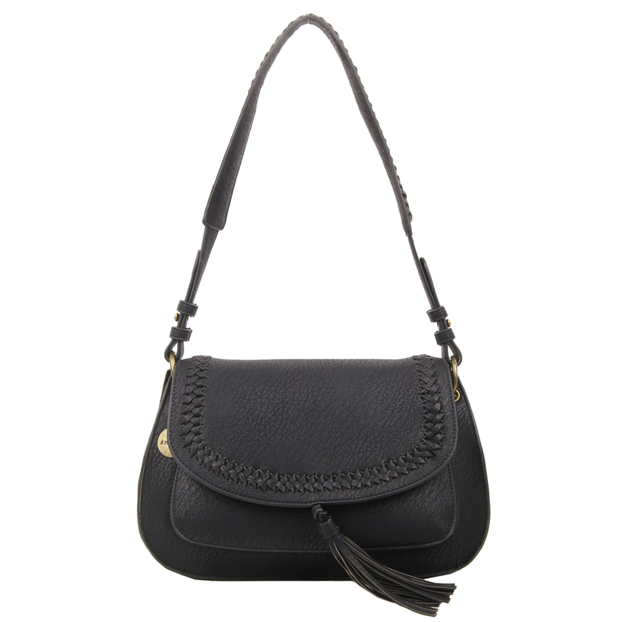 ALICE SADDLE BAG BLACK PURSE PURPLE LEOPARD BOUTIQUE