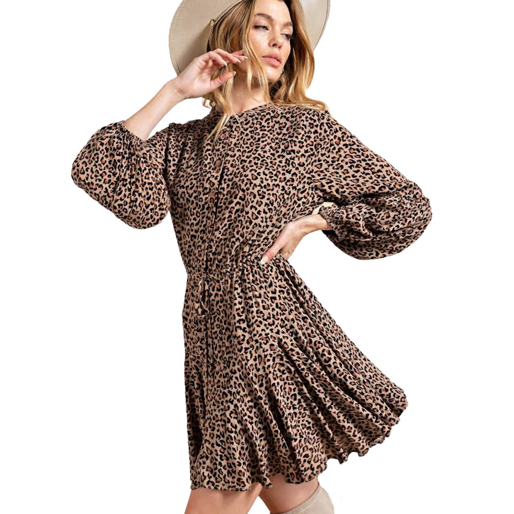 LEOPARED PRINT FITTED DRESS
