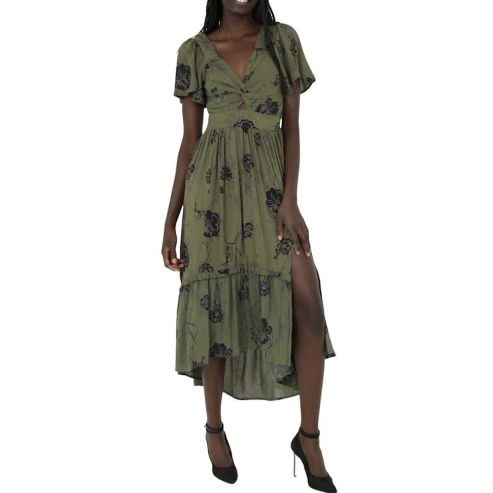 Javen Tropical Floral One-Shoulder Cutout High-Low Dress main image 0